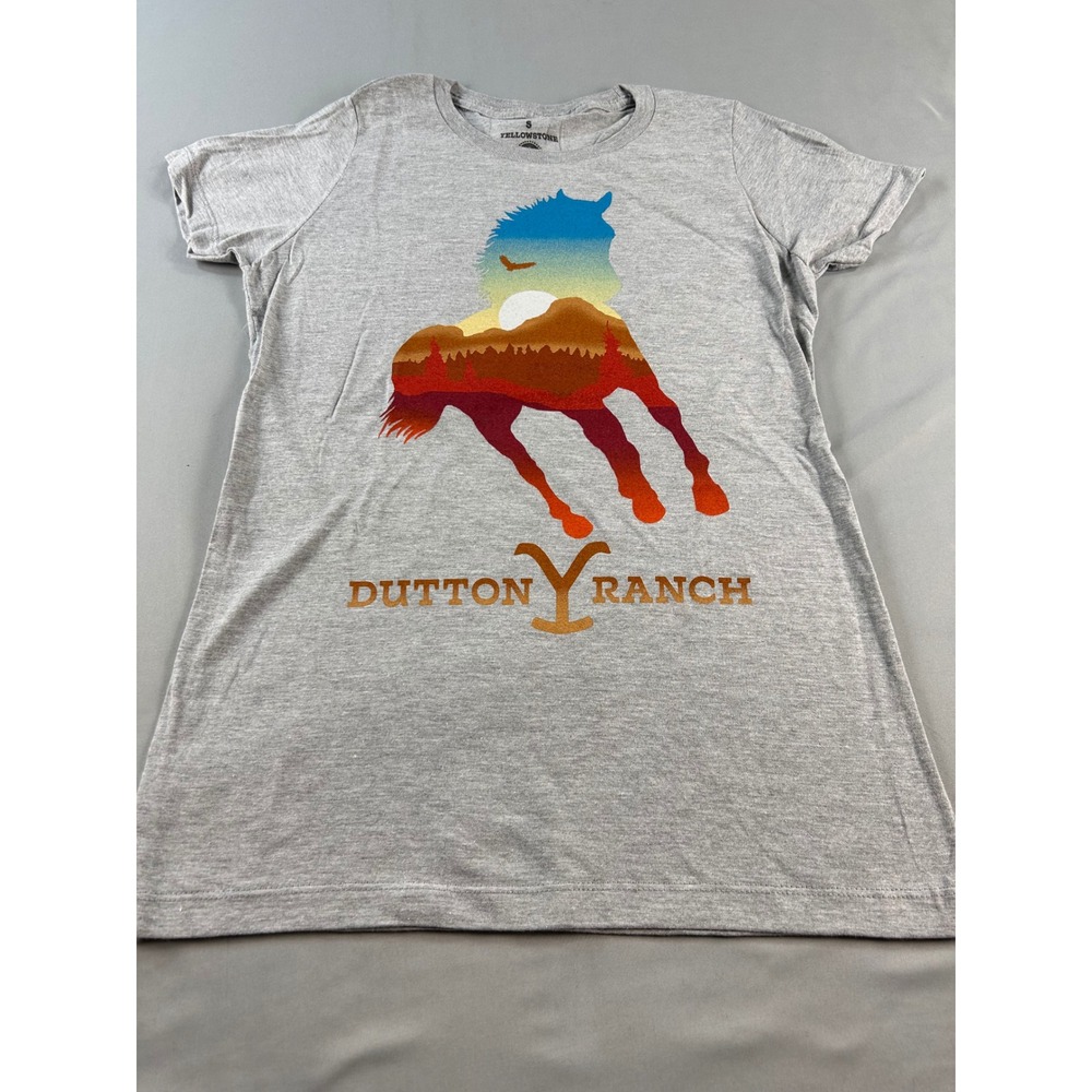 Yellowstone Dutton Ranch Horse Graphic T-Shirt Gray Small Paramount Network Tee - Picture 3 of 8